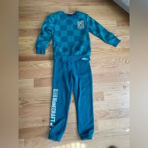MineCraft Teal Checkered Shirt and sweatpants
